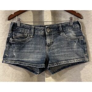 Vtg Aeropostale Shorts Womens 9/10 Denim Low Rise Micro Mini Distressed Y2k